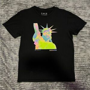 Free State Black Tee with Neon Statue of Liberty